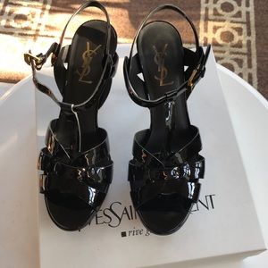 YSL tribute black Patton 75 sandal